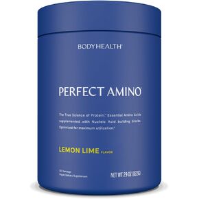 مسحوق BodyHealth PerfectAmino المختلط بالتوت (30 حصة) أفضل مشروب للتعافي قبل/بعد التمرين، 8 أحماض أمينية أساسية مكملة للطاقة مع 50% BCAAs، عضوي 100%، استخدام 99% in Kuwait