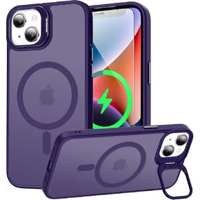 Goodon for iPhone 14 Plus Case with Slide Camera Cover + Screen Protector, Built in Rotated Ring Magnetic Kickstand Military Grade Shockproof Protective Phone Case 6.7" - Black in Kuwait