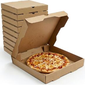 Pizza Boxes 10 x 10 x 1.75 Inches (15 Pack) | Kraft Corrugated Cardboard Pizza Boxes | Keep Your Pizzas Hot & Steamy in Kuwait