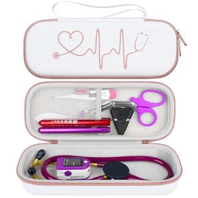 حقيبة سماعة الطبيب للسفر من BOVKE لسماعات الطبيب خفيفة الوزن 3M Littmann Classic III، خفيفة الوزن II SE، MDF Acoustica، جيب شبكي لأضواء القلم، مقص طبي، ملحقات الممرضة للعمل، أسود in Kuwait