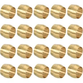 PATIKIL 1/8" ID Compression Sleeve Ferrules, 20 Pack Brass Sleeve Ferrules Compression Fitting Assortment Kit for Water Oil Air Pipe in Kuwait