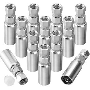 Racewill 12 حزمة 1/4" تركيبات نهاية خرطوم هيدروليكي: 1/4" I.D. خرطوم × 1/4 بوصة JIC 37 درجة أنثى مع غطاء للحماية نهاية خرطوم هيدروليكي تركيب تجعيد دوار in Kuwait