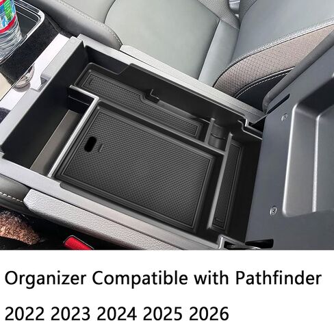 EDBETOS Center Console Organizer Tray Compatible with Nissan Pathfinder Accessories 2022 2023 2024 R53 Interior Secondary Armrest Storage Glove Box Divider ABS Material, Black Trim in Kuwait