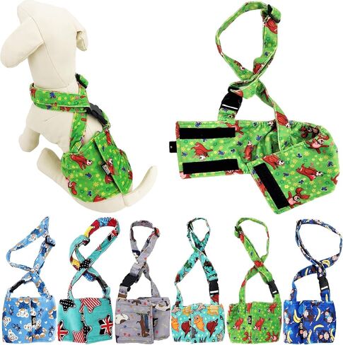 Dog Diaper for Male Boy Belly Band Reusable Washable with Suspenders Soft Fleece (Grey Dog, S: Waist 10" - 13") in Kuwait