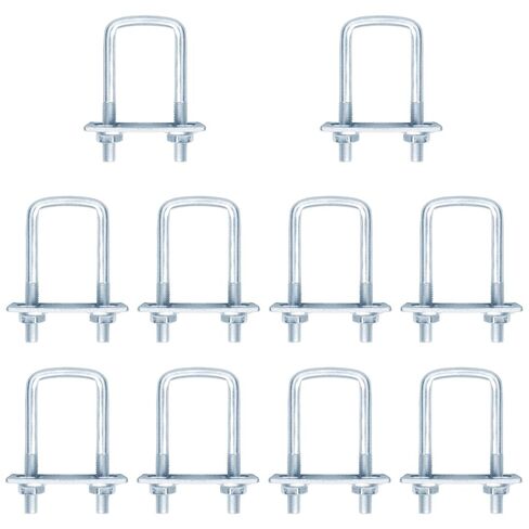 10 Pcs Square U-Bolt 2 Inch Inner Width, Galvanized Steel Square Trailer U-Bolt, Bending U-Bolts, Interior/Exterior Coarse Thread U-Bolt, Adjustable Length: 65-100mm(2-1/2"-4") in Kuwait