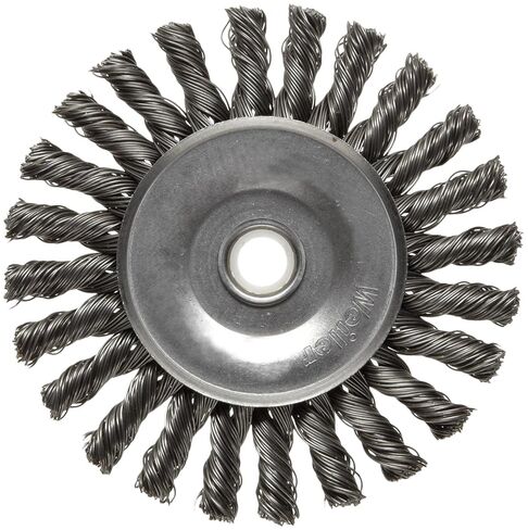 Weiler 08565 6" Cable Twist Knot Wire Wheel, .023" Steel Fill, 5/8"-1/2" Arbor Hole, Made in the USA in Kuwait