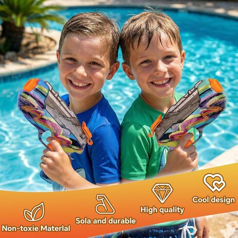 ZEBNYYA 4 Pack Water Gun for Kids, Watercolor Squirt Gun with Trigger Super Water Blaster Soaker Squirters Toys, Long Range Water Pistol Gun for Summer Outdoor Pool/Beach/Yard/Party Play in Kuwait