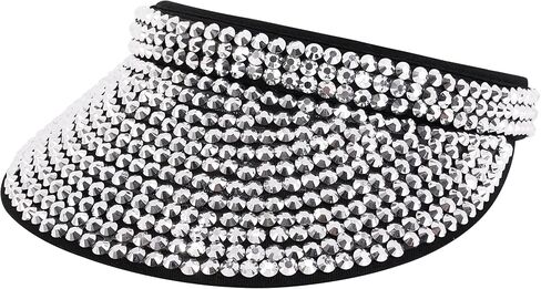 Surkat Bling Rhinestones Sun Visor Women Wide Brim Clip On Summer Hats Outdoor Visor Caps in Kuwait