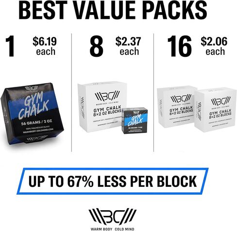 WARM BODY COLD MIND Premium Chalk Block for Weightlifting, Climbing, Pole Dancing (8 pcs) in Kuwait