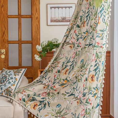 ستائر Erbnaryx Boho لغرفة المعيشة، ستائر Boho 2 لوحات تعتيم مع ستائر جيب قضيب 63 بوصة، ستائر Boho متعددة الأزهار لغرفة النوم (متعددة الأزهار - 80٪ تعتيم) in Kuwait