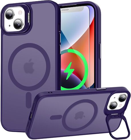 حافظة Goodon لهاتف iPhone 14 Plus مع غطاء كاميرا منزلق + واقي شاشة، حافظة هاتف واقية مقاومة للصدمات ذات حلقة مغناطيسية مدمجة بحلقة دوارة مقاس 6.7 بوصة - أخضر شاحب in Kuwait