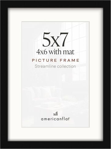 إطار صورة Americanflat مقاس 14x18 باللون الأسود - يُستخدم كإطار صورة مقاس 5x7 مع حصيرة أو إطار مقاس 14x18 بدون حصيرة - إطار صورة رفيع مع غطاء زجاجي - عرض حائط عمودي أو أفقي in Kuwait