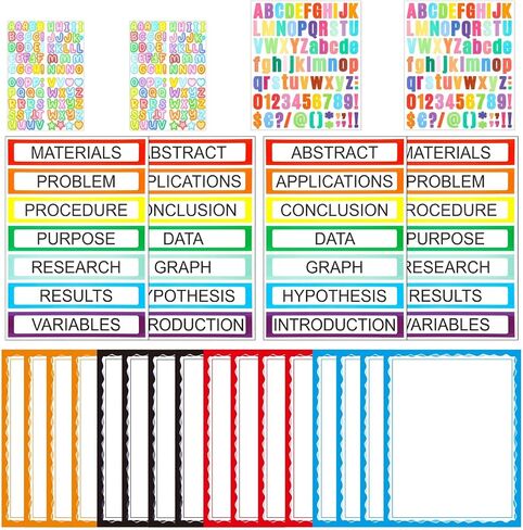 22 Sheets VinTS Self Adhesive Science Fair Display Boards Supplies included 14 Presentation Science Subtitles 4 Science Fair Project Titles 4 Personalized Letter Stickers for Classroom Office,Colorful in Kuwait