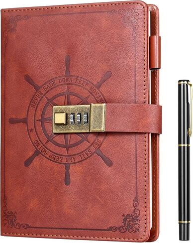 Kesote Diary with Lock, Vintage Journal with Lock Diary Organizer with Pen, Faux Leather A5 College Ruled Lined Pages Locking Journal Notebook in Kuwait