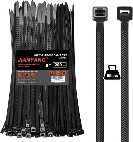 Long Zip Ties Heavy Duty 24 inch，400 LBS Tensile Strength With Double Sided Toothed Super Durable Cable Ties ，Extra Large Wire Ties Adjustable Nylon Tie Wraps for Indoor Outdoor （100 Pack Black） in Kuwait