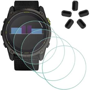 MTHGH Screen Protector for Garmin Instinct/Instinct (Solar) Tactical Smartwatch [4 Pcs] + Anti-dust Plugs 5Pcs, Tempered Glass 9H Hardness Film Ultra-Thin Protective Cover in Kuwait