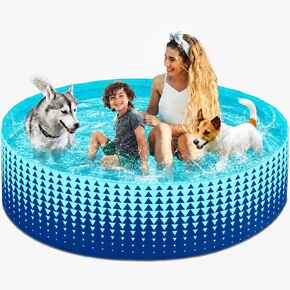 Jasonwell Foldable Dog Kiddie Pool - Hard Plastic Kids Paddling Pool Toddler Baby Swimming Pool for Backyard Collapsible Whelping Box Pet Doggie Cats Wading Pool Bathtub for Puppy Large Dogs 79In in Kuwait