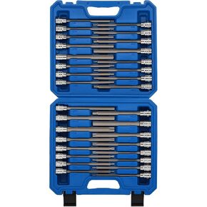 MIXPOWER 3/8" Drive Extra Deep Hex Bit Socket Set, 1/8 Inch to 3/8 Inch, 3mm to 10mm, SAE & Metric, Extra Long Allen Socket Set, CR-V and S2 Steel, 18 Pieces Set in Kuwait