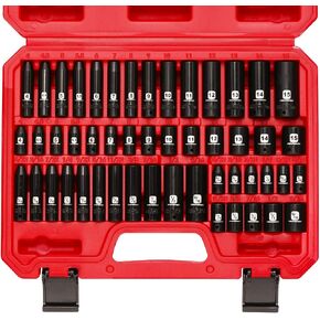 مجموعة مقابس الصدمات MIXPOWER 55 قطعة 1/4 بوصة، CR-V، 6 نقاط، SAE/متري، 5/32 بوصة - 9/16 بوصة، 4 مم - 15 مم، سطحي/عميق، بما في ذلك المحول والتمديد والمفصل العالمي in Kuwait