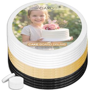 14 Pack Cake Drums 12 Inch in White, Black, Silver & Gold Color | Free Prop Up Tools | Fully Greaseproof 1/2" Thick Cake Rounds | Sturdy for Heavy/Tiered Cakes in Kuwait