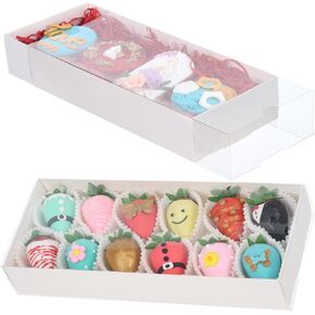 8Pcs 12x 4.8 x 2 Inches Chocolate Covered Strawberries Boxes for 12 Bakery Boxes with Window Macaron Cookies Boxes Chocolate Cakesickle Boxes for Christmas Valentine's Easter Mother's Day in Kuwait