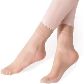 20 Pairs Women's Ankle High Sheer Nylon Socks 5D Ultra Thin Cool See Through Soft Short Dress Stockings Nude Black Tight Hosiery for Girls in Kuwait