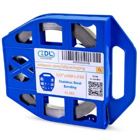 IDL Packaging 3/4" x 100' x .020" Stainless Steel 304 Banding in Plastic Self-Dispensed Case - Salts, Chemicals, UV rays Resistant Banding with High Break Strength in Kuwait
