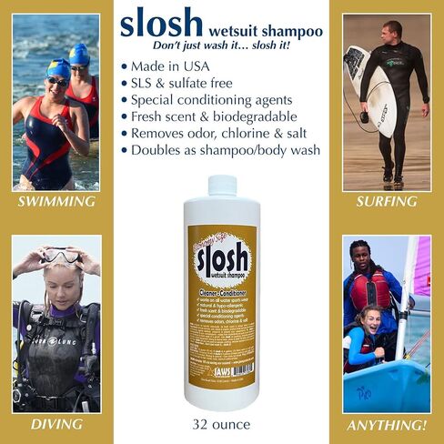 Just Add Water Jaws Slosh (Wetsuit Shampoo) 32 Ounce Cleaner Conditioner, Economy Size,32 oz./Economy,JAW1798ES in Kuwait