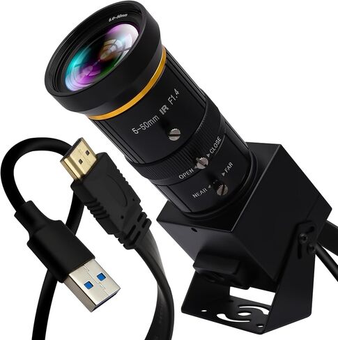 كاميرا IFWATER HDMI 4K 60 إطارًا في الثانية عالية السرعة كاميرا ويب USB3.0 HDMI مخرج متزامن كاميرا كمبيوتر 5-50 مم 10X عدسة تركيز يدوية كاميرا مقربة للكمبيوتر المجهر تلسكوب كاميرا التطبيق الصناعي in Kuwait