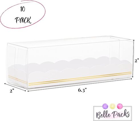 Macaron Boxes | Pack of 10 Macaron Box with Scalloped & Gold Foil Design | Chocolate Covered Strawberry Boxes Packaging | Macaroon Boxes Packaging | Truffle Boxes Packaging | Macaron Boxes for 6 in Kuwait