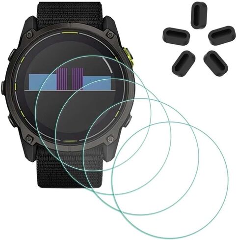 MTHGH Screen Protector for Garmin Instinct/Instinct (Solar) Tactical Smartwatch [4 Pcs] + Anti-dust Plugs 5Pcs, Tempered Glass 9H Hardness Film Ultra-Thin Protective Cover in Kuwait
