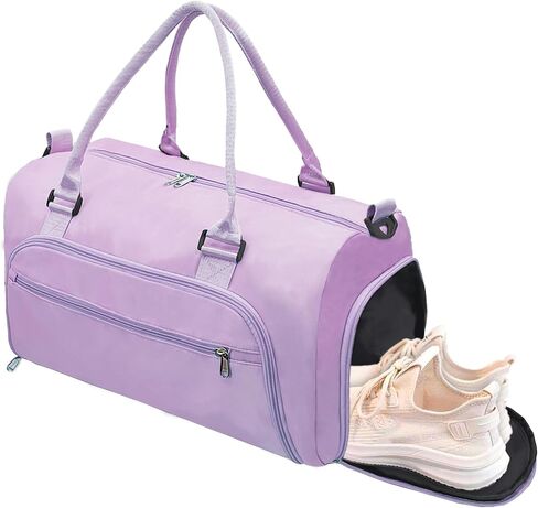 woogwin Gym Bag for Women & Men with Shoes Compartment & Wet Pocket Sports Travel Duffle Bags Workout Bag(M,Black) in Kuwait