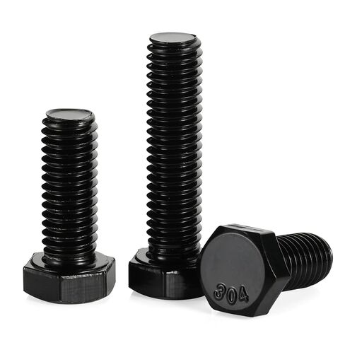 1/4-20 x 1-1/4“ Hex Head Bolts, Fully Threaded, Stainless Steel 304(18-8) Bolt, Black Oxide Finish, Quantity 20 in Kuwait