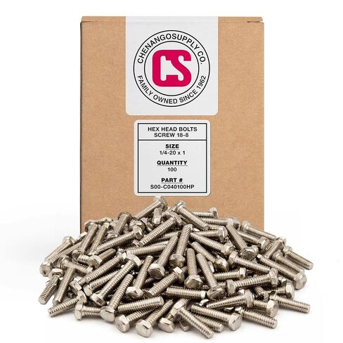 Chenango Supply 1/4-20 x 3 Stainless Steel Hex Head Bolts – 304 Stainless, USS Coarse Thread, 100,000–125,000 PSI Tensile Strength, Corrosion-Resistant Hardware Bolts, 50 Pieces (1/4-20x3(50pcs)) in Kuwait