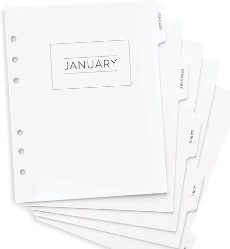 Monthly Tabbed Dividers for A5 Planners, fits Filofax, Kikki K, InkWell Press, Carpe Diem Planners, 6 Ring binder, 5.8" x 8.3" Modern (Planner Not Included) in Kuwait