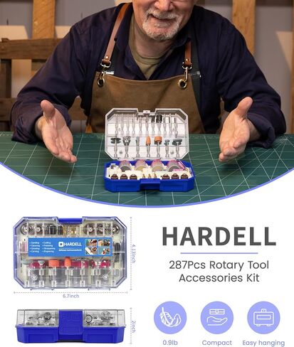 HARDELL Rotary Tool Accessories, 230pcs Power Rotary Tool Accessories Kit, 1/8"(3.2mm) Diameter Shanks, Universal Fitment for Easy Cutting, Polishing, Sanding, Carving, Grinding, Engraving in Kuwait