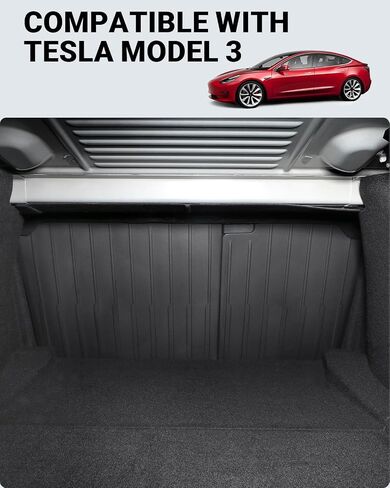 BASENOR Tesla Model 3 سجادة صندوق السيارة، حصيرة حماية كاملة للبضائع، بطانة صندوق السيارة الخلفية شديدة التحمل لطراز Tesla 3 2016-2023 GEN 2 (غير مناسب 2024 موديل 3) in Kuwait