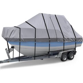 غطاء قارب علوي 900D T - غطاء قارب عالي التحمل، غطاء قارب علوي صلب مقاوم للماء، غطاء قارب وحدة تحكم مركزية قابلة للقطر، (الموديل - الطول: 22'-24'، عرض الشعاع: حتى 108 بوصة، كحلي) in Kuwait