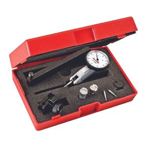 Starrett Dial Test Indicator with Dovetail Mount, Two Dovetail Clamps and Case - 1-1/4" White Dial Face, 008" Range, 0-4-0 Dial Reading, 0001" Graduations - 3808A in Kuwait
