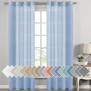 ستائر H.VERSAILTEX بطول 96 بوصة، ستائر كتان / ستائر / ألواح / ستائر شفافة ممزوجة بالكتان الطبيعي لغرفة المعيشة، معالجة نافذة الخصوصية للديكور المنزلي، حلقات النيكل، طبيعية in Kuwait