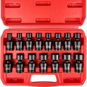 21pcs 3/8" Socket Set,Drive Impact Socket Set, SAE, Deep & Shallow, Cr-V Steel, 6 Point with Adapters, 72T Ratchet Handle, 5/16-7/8inch in Kuwait