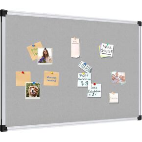 لوحة إعلانات كبيرة من القماش الرمادي من XBoard، مقاس 48 × 36 بوصة، لوحة إشعارات للرسائل من القماش مثبتة على الحائط، مؤطرة من الألومنيوم الفضي للمنزل والمكتب والمدرسة in Kuwait