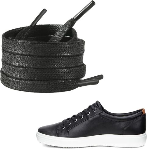 2 Pairs 1/4"(6mm) Waxed Flat Shoe Laces for Sneakers, Cotton Shoelaces Replacement for Ecco Lace Up Leather Sneaker in Kuwait