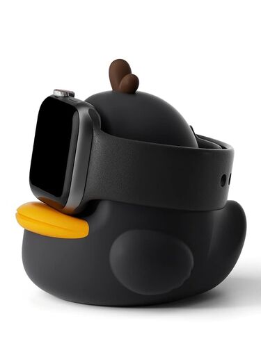 حامل شاحن ELETIUO متوافق مع سلسلة ساعات Apple 49/46/45/44/42/41/40/38 مم iWatch Ultra2/Ultra/10/9/8/SE2/7/6/SE/5/4/3/2/1، قاعدة سيليكون لطيفة على شكل بطة، يدعم وضع الحامل الليلي، أصفر in Kuwait