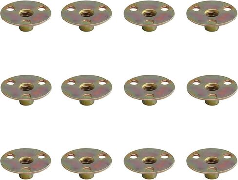 Tayffency 5Pcs M12 Brad Hole Tee Nut Zinc Plated Carbon Steel 3-Hole Round Base Screw-in T-Nuts Furniture Hardware Flange Insert Female Thread for Wood Furniture in Kuwait