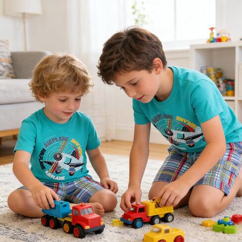 Colorful House Cartoon Outfit Set T-Shirt and Short for Little Kids in Kuwait