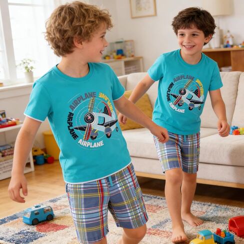 Colorful House Cartoon Outfit Set T-Shirt and Short for Little Kids in Kuwait