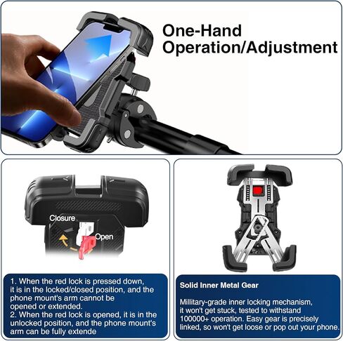 Motorcycle Phone Mount, [150mph Wind Anti-Shake][7.2inch Big Phone Friendly] Bike Phone Holder for Bicycle, [5s Easy Install] Handlebar Phone Mount (Yellow) in Kuwait