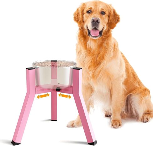 Dog Bowl Stand for Large Dogs, Adjustable Width & Height, Elevated Dog Bowls for 7-10.7" Wide Bowls, 3 Height Adjustment, Tall Dog Food Water Bowl, Single Dog Bowl Holder,Bowl Not Included in Kuwait