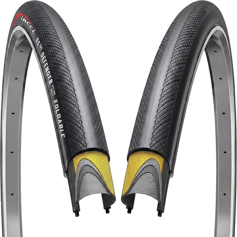 زوج Fincci 700x28c إطار 28-622 قابل للطي 60TPI مع حماية مضادة للثقب 1 مم لركوب الدراجات وسباق الطرق والدراجات - 700 x 28c إطارات دراجة الطريق حزمة من 2 in Kuwait